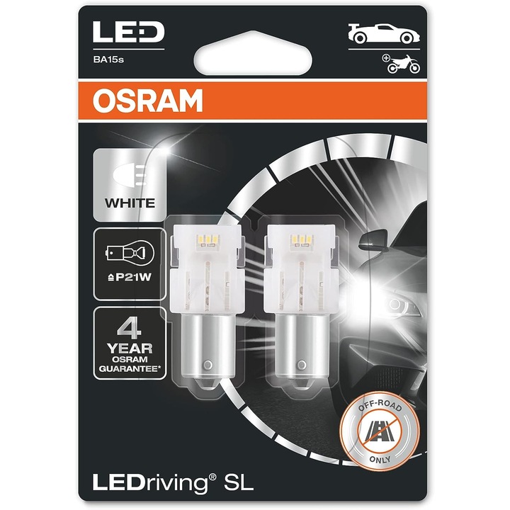 Set 2 Osram LED P21W 12V 6000K white (alb) blister