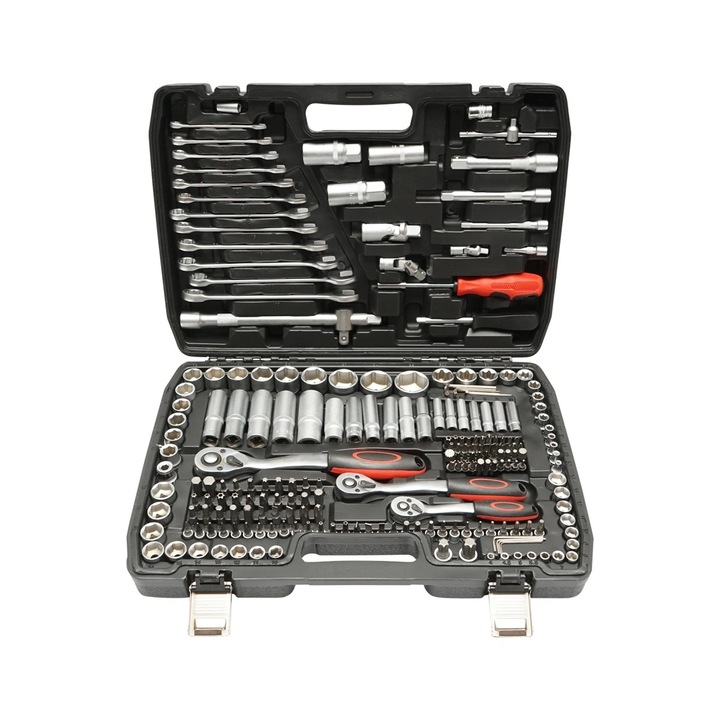 Trusa 216 piese profesionala, chei tubulare, fixe cu clichet si adaptor YD-1050PW Chrome-vanadium