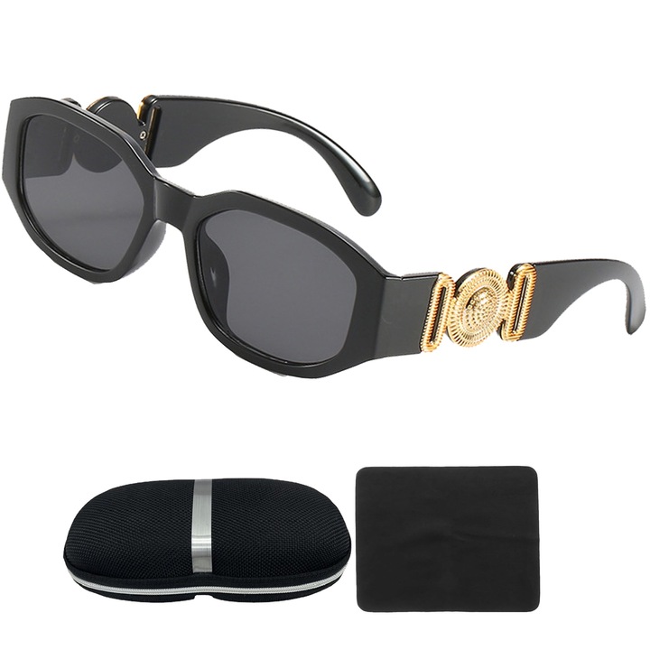 Ochelari de soare, Axroad Mall, Protectie UV400, Design ergonomic, Usor de purtat, Unisex, Cu husa pentru ochelari si laveta microfibra, Pentru alergare, pescuit, alpinism, AC, 140*132mm, Negru