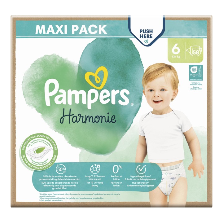 Pampers Harmonie pelenka, Junior 6, 13 kg+, Maxi Pack, 58 db