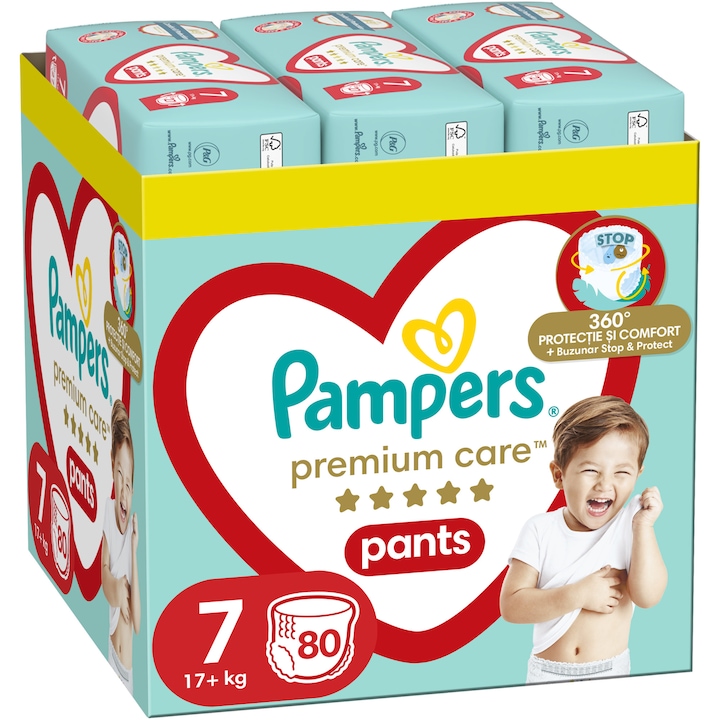 Scutece-chilotel Pampers Premium Care Pants XXL Box Marimea 7, 17+ kg, 80 buc