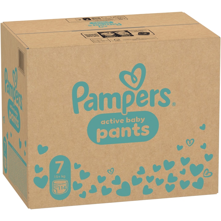 Пелени-гащички Pampers Active Baby Размер 7, 15kg+, 114 броя