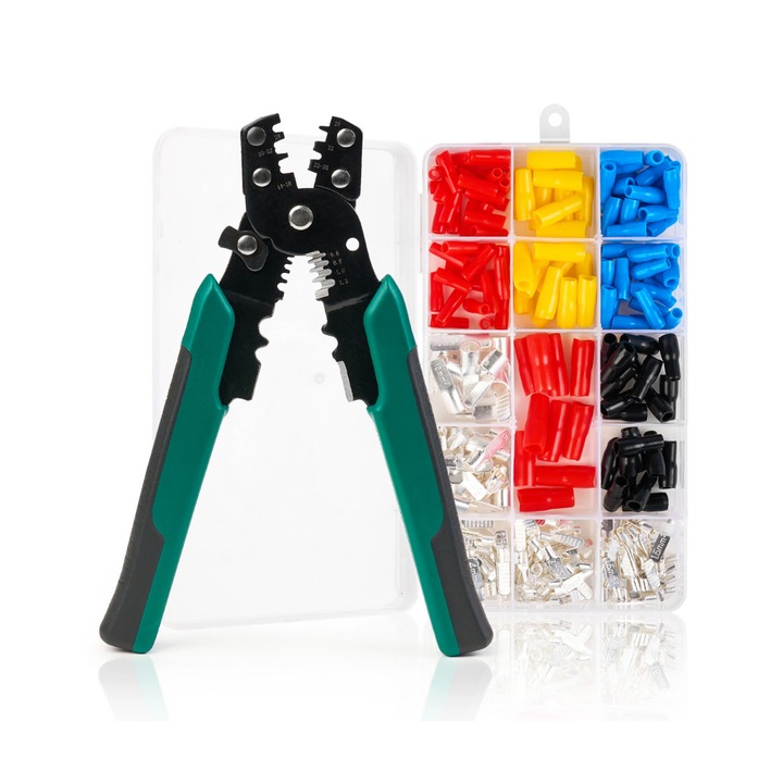 Клещи за кримпване, оголване и рязане, с комплект 260 C45 аксесоари за клемни глави за електрически работи