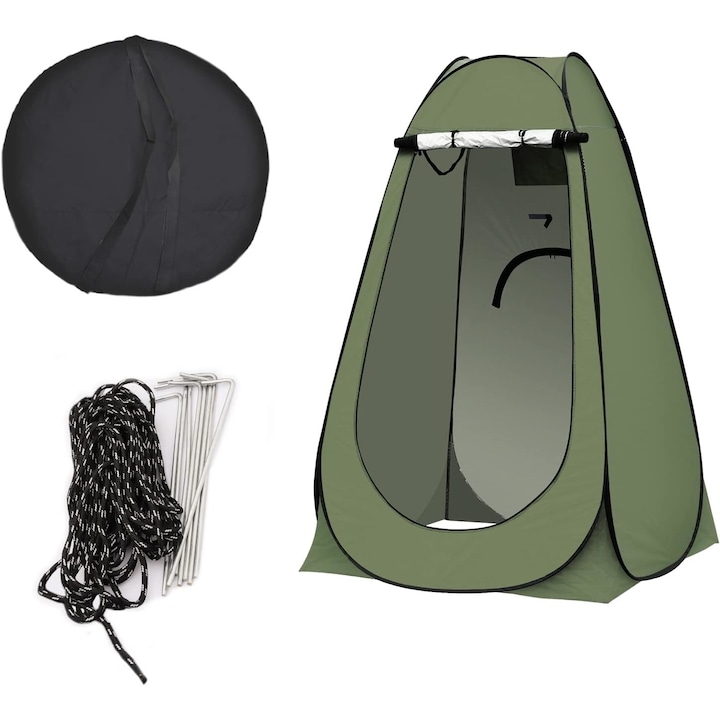 Cort pentru dus sola, instalare rapida, husa depozitare inclusa, pliabil, impermeabil din poliester, 120 x 120 x 190 cm, Verde