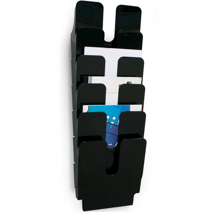 Suport de prezentare Flexiplus, cu 6 compartimente A4, format portrait, negru