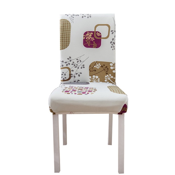 Husa scaun universal bucatarie, sufragerie, living din material Spandex imprimeu Aura