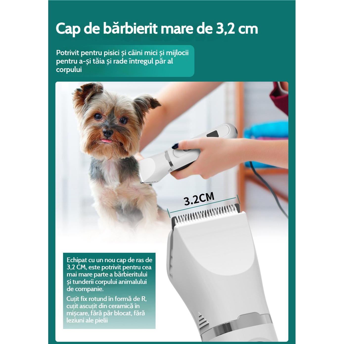 Trimmer profesional de tuns animale, caini, pisici, Luxeeo, cu 4 ...