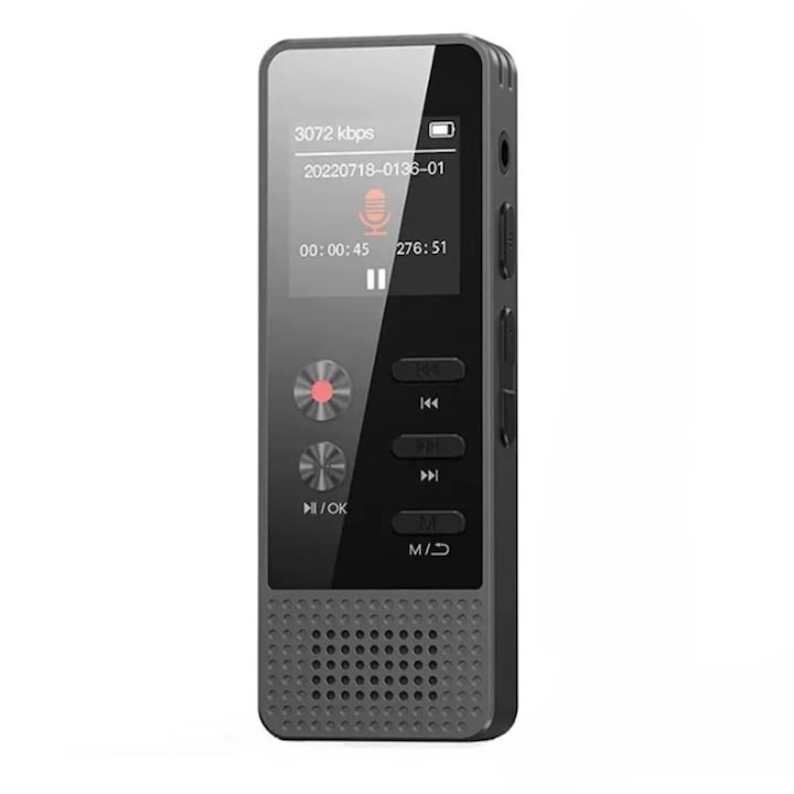 Професионален диктофон с функция за запис на телефонни разговори, IMODIX, Bluetooth, 32 GB вътрешна памет, MP3 плейър, сив