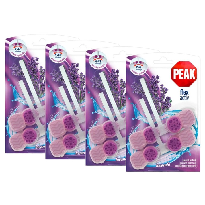 Set 4 x 2 Odorizante Peak WC Flex Activ, Lavanda, 48 g