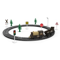 Circuit tren electric cu lumini, Mappy Retro cu accesorii, 35 piese