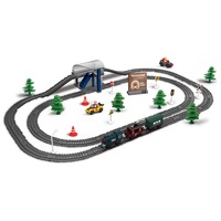 Circuit tren electric cu lumini si sunete, Mappy Retro cu accesorii, 92 piese