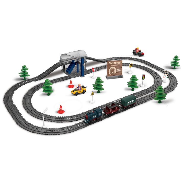 Електрическо влакче със светлини и звуци Mappy Retro, С аксесоари, 92 части