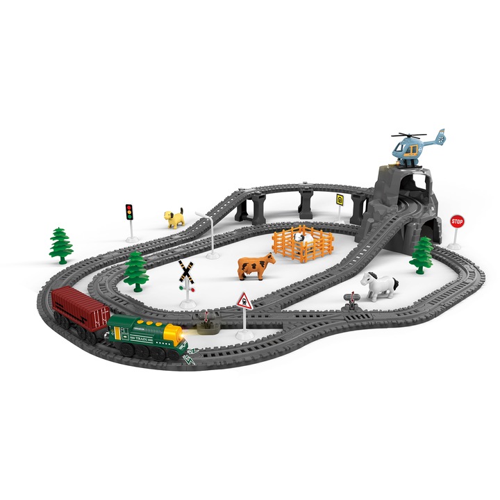 Електрическо влакче със светлини и звуци Mappy Retro, С аксесоари, 89 части