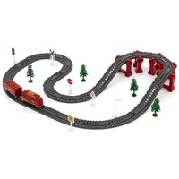 Circuit tren electric cu lumini si sunete, Mappy Retro cu accesorii, 79 piese