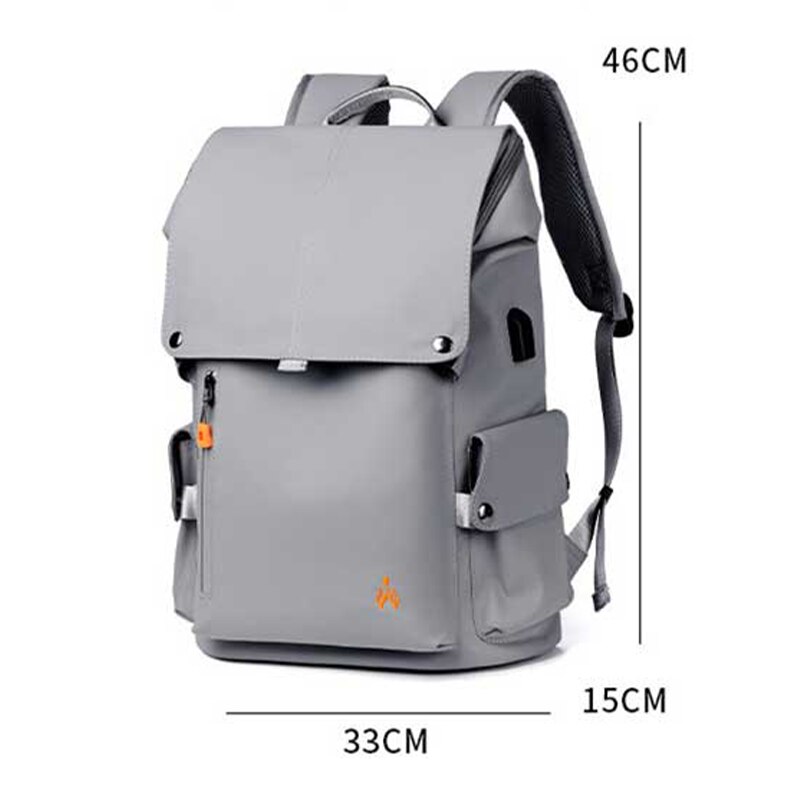 Rucsac pentru laptop, barbati, studenti, rezistent la apa, multifunctional, port USB, gri