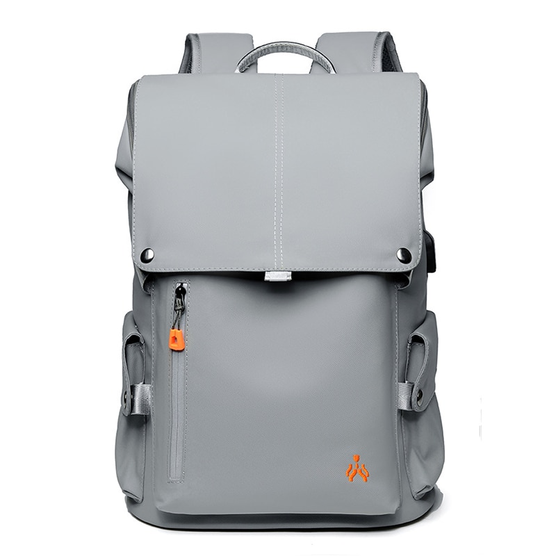 Rucsac pentru laptop, barbati, studenti, rezistent la apa, multifunctional, port USB, gri