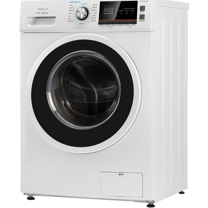 Masina de spalat rufe Tesla WF101593M, 10 kg, 1500 RPM, Clasa B, Motor Inverter, Display LED, Baby Care, Sistem Child Lock, Alb