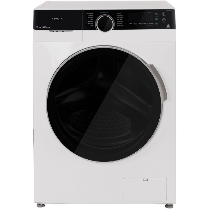 Masina de spalat rufe Tesla Onyx WF101590M, 10 kg, 1500 RPM, Clasa B, Motor Inverter, Touch Screen, Steam Care, Night Wash, SpaCare, Cuva Diamond Shape, Alb