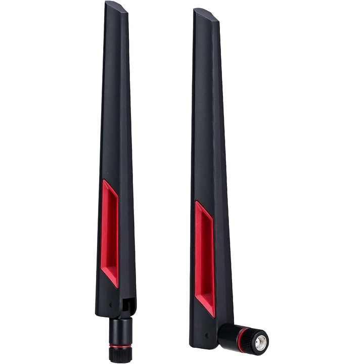 2 db Wi-Fi antenna készlet, JENUOS®, RP SMA fejjel, 8 dBi 2,4 GHz 5,8 GHz, összecsukható, fekete