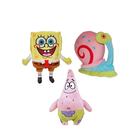 Set 3 jucarii din plus Virtual Trend®, Spongebob 21 cm, Gary 15 cm si