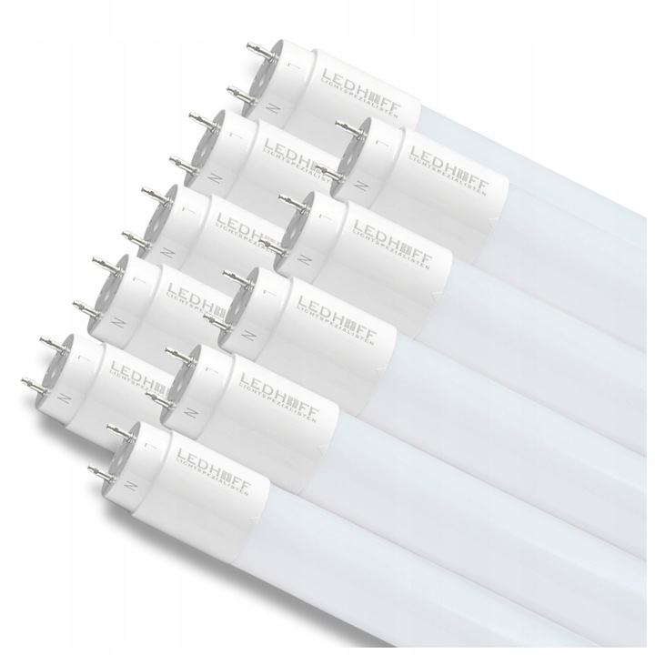 Set 10 tuburi LED, Ledhoff, 18W, T8, G13, 120cm, 6500K, Rece, 2520lm, Clasa eficienta energetica D
