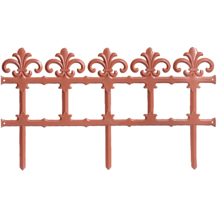 Garden Art ограда, за градината, пластмаса, теракот, 370 х 34 см, комплект от 6 части