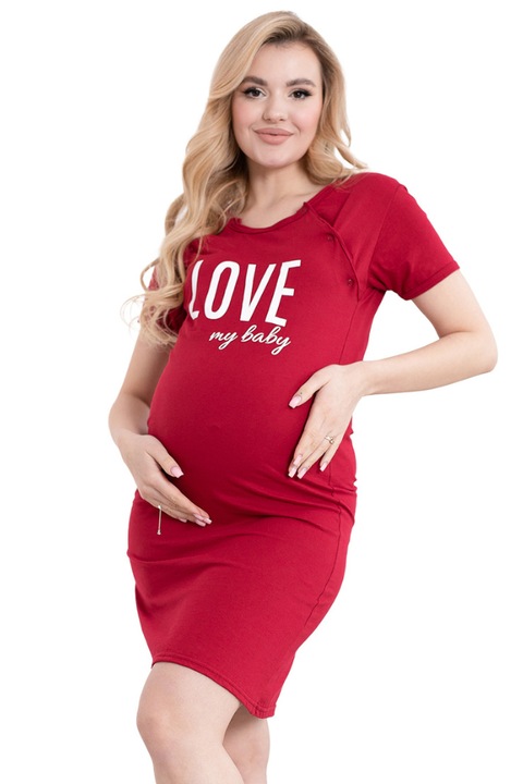 Camasa alaptat, Formommy, Din bumbac, Cu capse oblice, Masura I love my Baby, Bordeaux, Visiniu, L