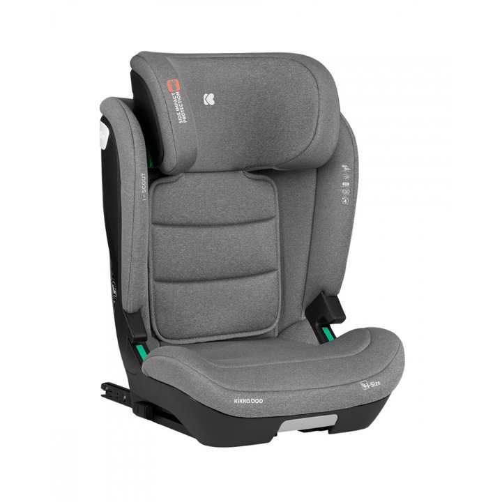 Столче за кола с isofix KikkaBoo 100-150 см i-Scout i-SIZE светлосиво