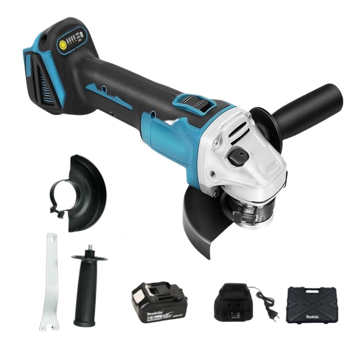 Ъглошлайф MOSMAOO®, 850 W, 125 mm диаметър на диска, 12000 RPM, ръкохватка с гасител на вибрациите, предпазители с регулируема защита