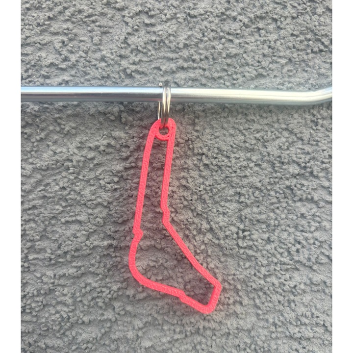 Breloc chei, "FORMULA 1 MONZA", 36X 60 mm roz zmeuriu