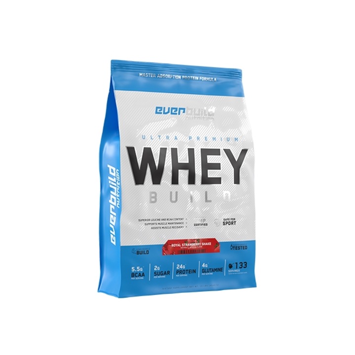 Суроватъчен протеин, Everbuild протеин на прах, Ultra Premium Whey Build, Шоколадово фъстъчено масло, 4,540 кг