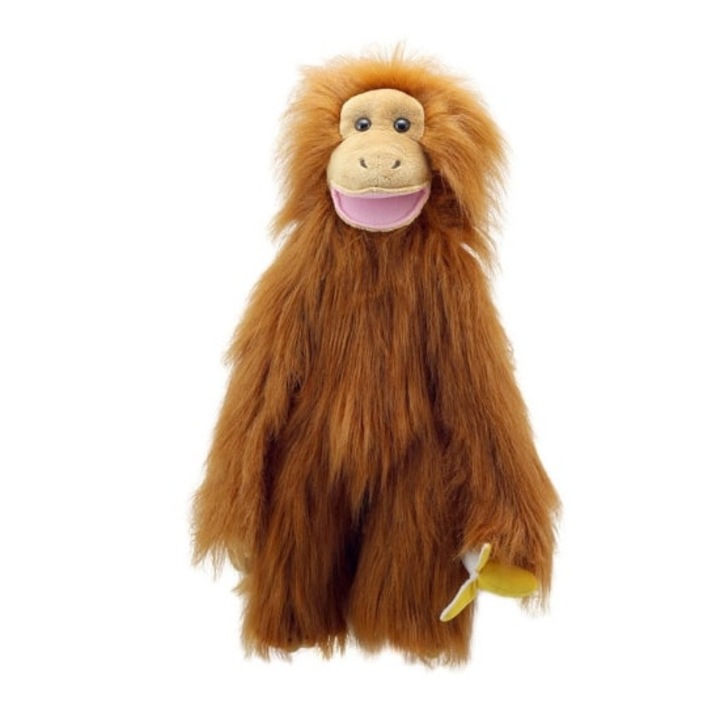 Papusa marioneta Maimuta, maro, mare, 7+, 75 cm, maini si picioare flexibile