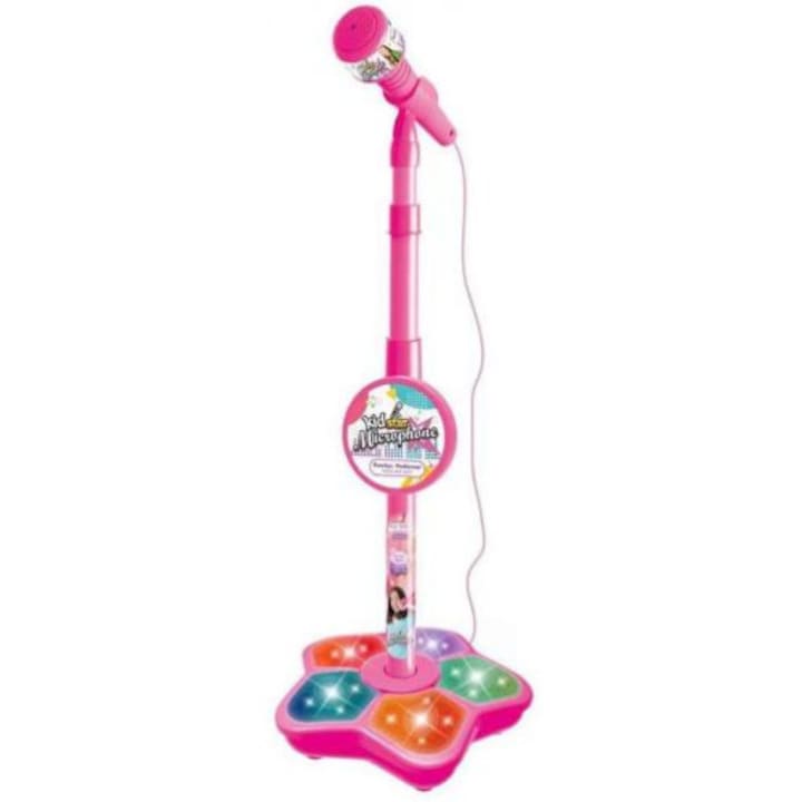 Microfon Kid Star cu suport, roz