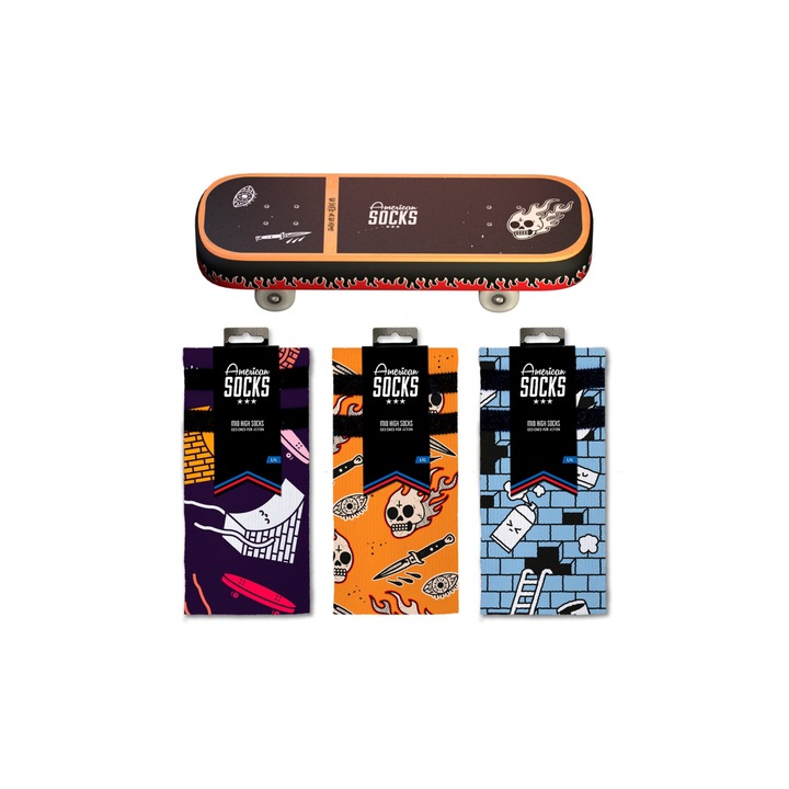 3 чифта чорапи Coolmax в кутия във формата на скейтборд