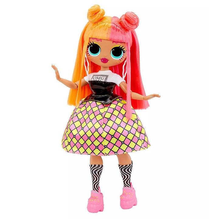 Papusa L.O.L Surprise! OMG Neonlicious Fashion Doll Cu Doua Tinute Si Accesorii