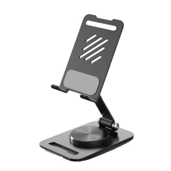 Asztali állvány telefonhoz, Állítható, 360 fokban elforgatható, 13,6x8,3x6,2 cm, szürke