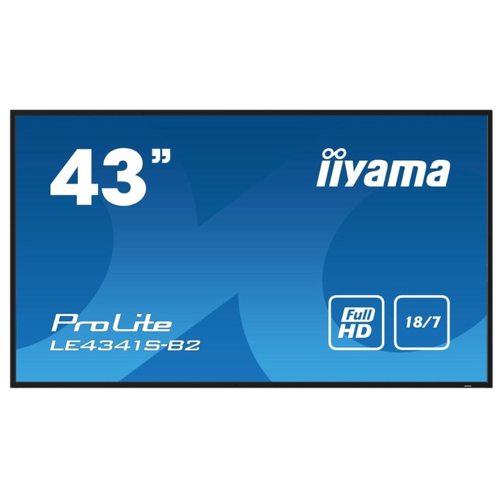 IPS LED професионален дисплей Iiyama 42.5" LE4341S-B2, Full HD 1920 x 1080, VGA, HDMI, черни високоговорители
