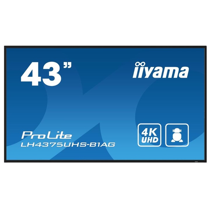 Iiyama professzionális kijelző 42,5" LH4375UHS-B1AG, UHD 3840 x 2160, HDMI, DisplayPort, fekete hangszórók