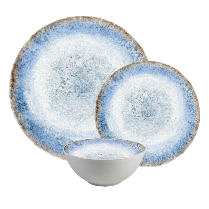 Комплект чинии, Луксозна лагуна, 12 части, 4 човека, Италиански дизайн, Бяло със синьо