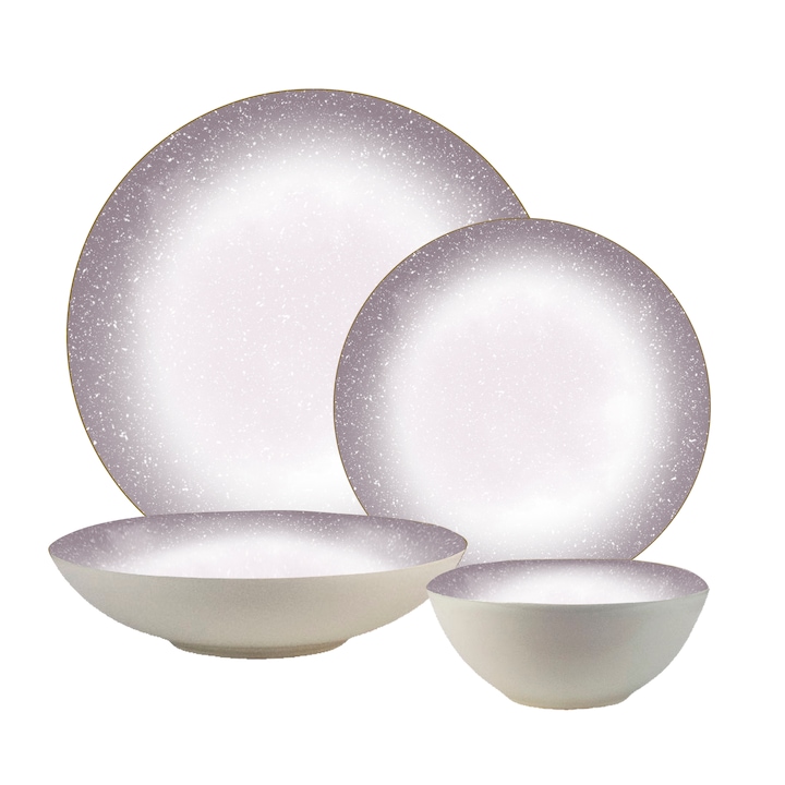 Комплект чинии, Grigio Eleganza, 20 части, 5 лица, италиански дизайн, бяло със сиво райе