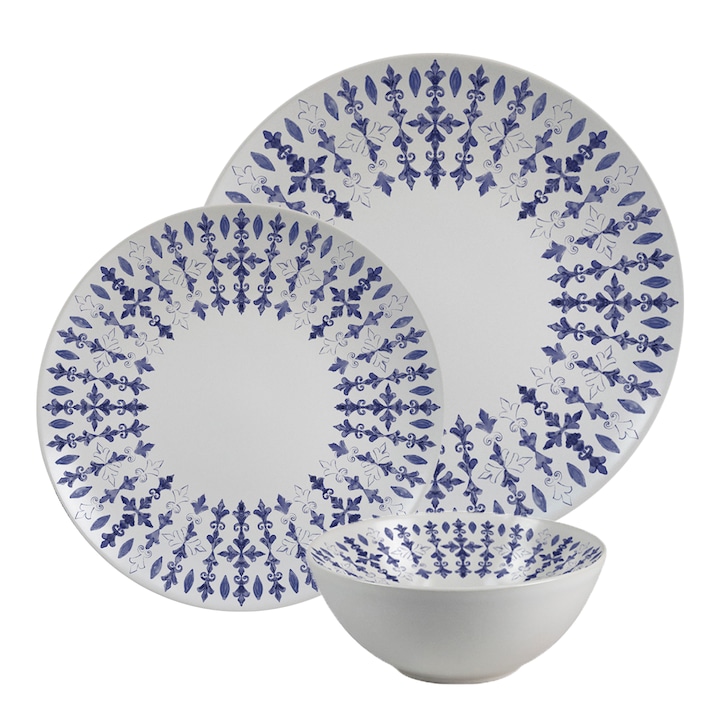 Комплект чинии, Elegant Blue, 18 части, 6 лица, италиански дизайн, синя декорация