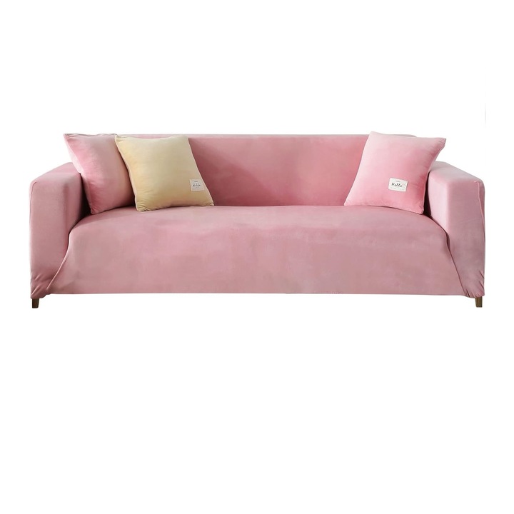 Husa de canapea, 100-120 cm, universala, pufoasa, elastica, roz