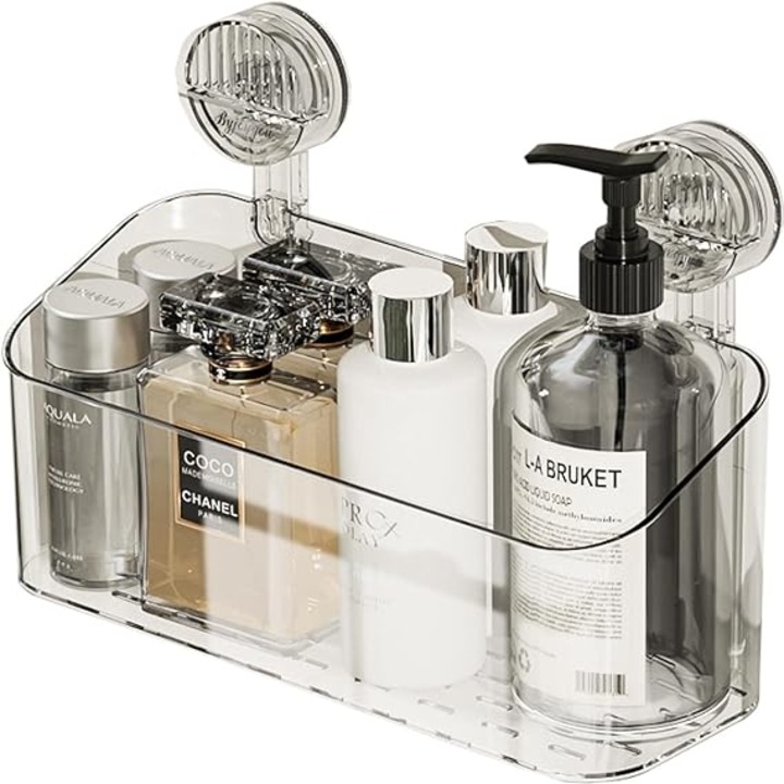 Organizator de dus cu ventuza, Plastic, Transparent