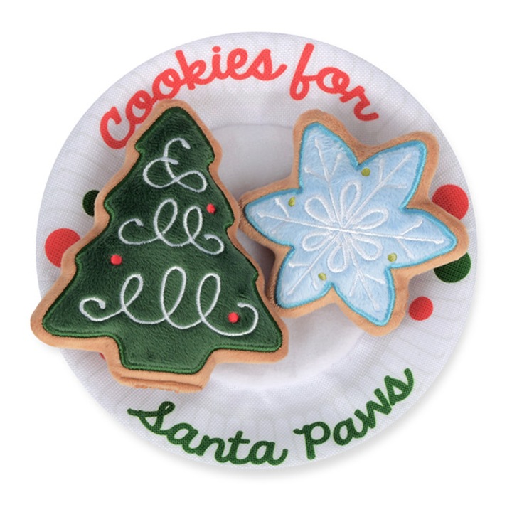 Jucarie cu sunete pentru caini P.L.A.Y. Merry Woofmas, prajituri 17 cm