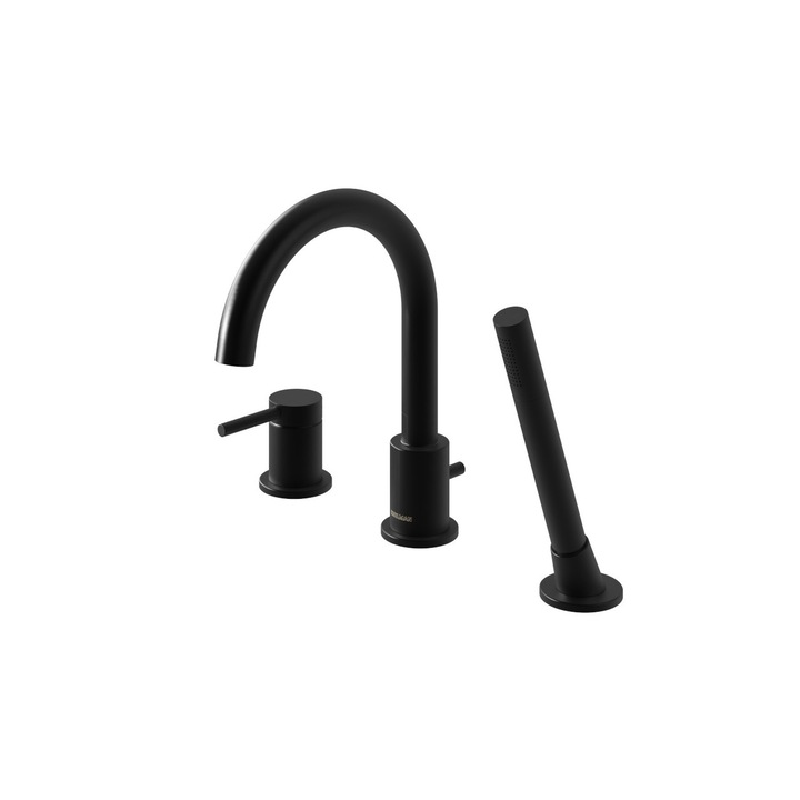 Baterie sanitara pentru cada, Kohlman, Axel QB241AB, Alama, 3 piese, Negru