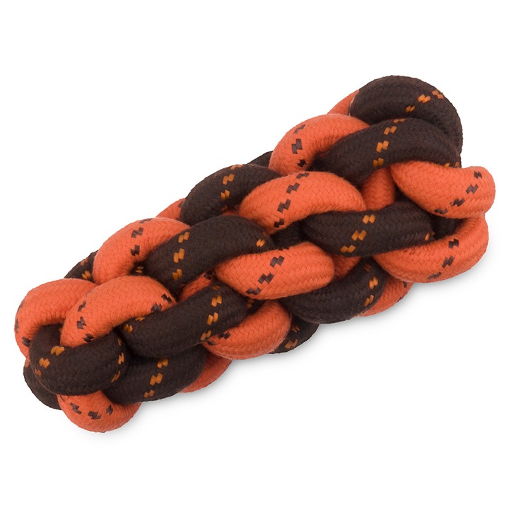 Jucarie pentru caini P.L.A.Y. Scout & About, funie de ros, maro cu portocaliu, 14 cm