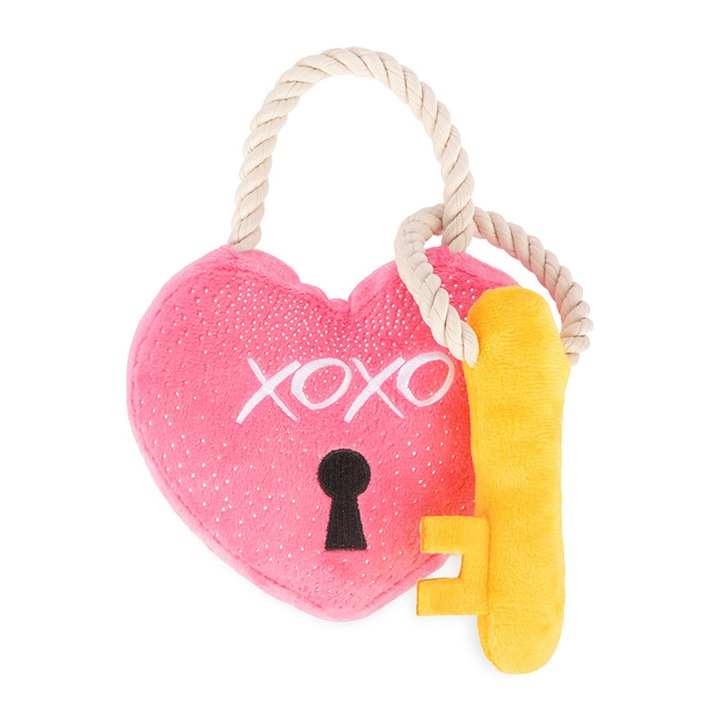 Jucarie cu sunete pentru caini P.L.A.Y. Love Bug, lacat inimioara 18 cm