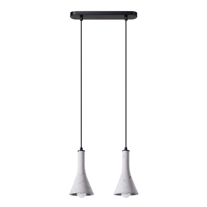 Lustra suspendata Sollux Lighting REA, 2 abajururi, beton, negru