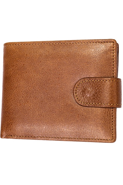 Portofel barbati, din Piele Naturala, 11,5x9,5x1,5 cm, Protectie RFID, Buzunar Carte de Identitate, 2 Buzunare Transparente, Buzunare Carduri, Buzunar Monede, 2Buzunare pentru Bancnote, Maro
