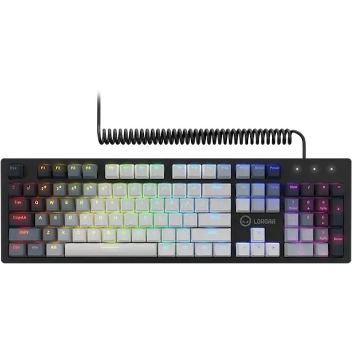 Клавиатура LORGAR Azar 514, Wired mechanical gaming keyboard, RGB backlight, 1680000 colour variations, 18 modes, keys number: 104, 50M clicks, linear dream switches, spring cable up to 3.4m, ABS plastic+metal, magnetic cover, 450*136*39mm, LRG-GK514B-US